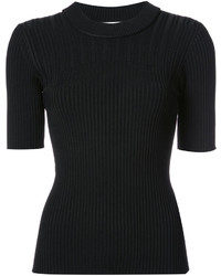 Carven Ribbed Short Sleeve Knitted Top