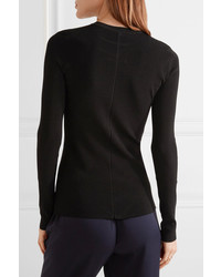 The Row Ridiah Ribbed Stretch Knit Top Black