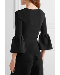 Elizabeth and James Willow Ribbed Knit Top Black