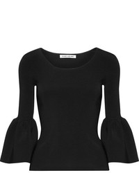 Elizabeth and James Willow Ribbed Knit Top Black