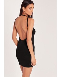 Missguided Black Dip Back Bodycon Knit Dress