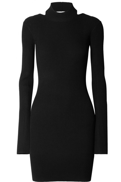 Helmut Lang Open Back Ribbed Knit Mini Dress, $238 | NET-A-PORTER