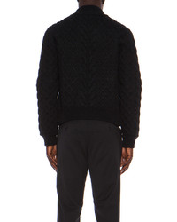 Calvin Klein Collection Foles Embossed Cable Knit Zip Acrylic Blend Sweater