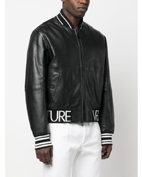 VERSACE JEANS COUTURE Intarsia Knit Logo Bomber Jacket