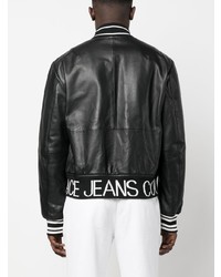 VERSACE JEANS COUTURE Intarsia Knit Logo Bomber Jacket