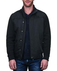 Maceoo Knit Sleeve Black Bomber Jacket