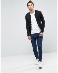 Asos Knitted Cotton Bomber Jacket In Muscle Fit