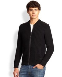 Madison Supply Cotton Leather Knit Bomber Jacket