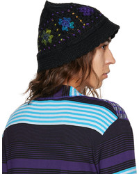 Anna Sui Black Crochet Bucket Hat