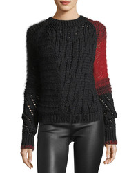 Helmut Lang Patchwork Cable Knit Crewneck Wool Sweater