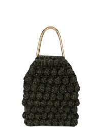 Black Knit Canvas Tote Bag