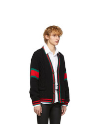 Gucci Black Cable Knit Oversize Cardigan