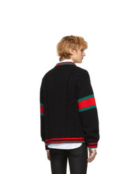 Gucci Black Cable Knit Oversize Cardigan