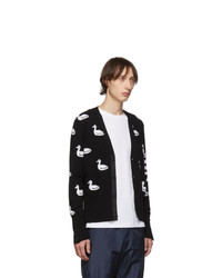 Thom Browne Black Cashmere Intarsia Duck Cardigan