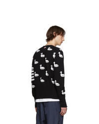 Thom Browne Black Cashmere Intarsia Duck Cardigan