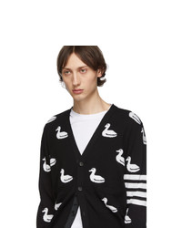 Thom Browne Black Cashmere Intarsia Duck Cardigan