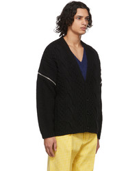 Gucci Black Detachable Sleeves Cable Knit Cardigan