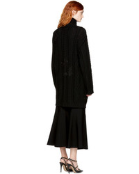 Valentino Black Long Cable Knit Butterfly Cardigan