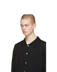 Second/Layer Black Wool B Side Cardigan