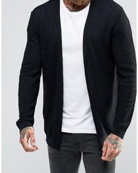Asos Cable Knit Cardigan With Rib Detail