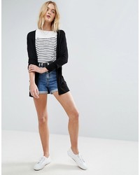 Asos Cardigan In Fine Knit With Rib Detail