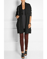 DKNY Pure Leather Sleeved Cable Knit Cardigan