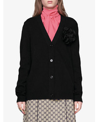 Gucci Wool Cardigan With Detachable Rose