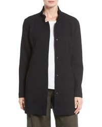 Eileen Fisher Grid Stretch Cotton Tencel Blend Jacket