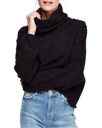 Black Knit Cowl-neck Sweater