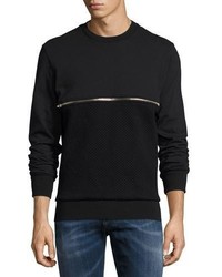 Diesel Zipper Detail Mixed Knit Sweatshirt Black