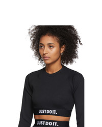 Nike Black Rib Crop Long Sleeve T Shirt