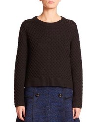 Proenza Schouler Cropped Mixed Cable Knit Wool Sweater