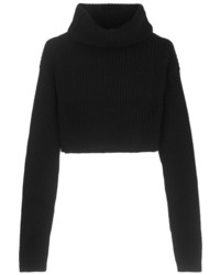 Valentino Cropped Wool And Cashmere Blend Turtleneck Sweater Black