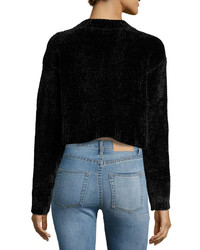 Cheap Monday Detect Soft Knit Crop Sweater Punk Black