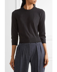 Michael Kors Michl Kors Collection Cropped Stretch Knit Sweater Black