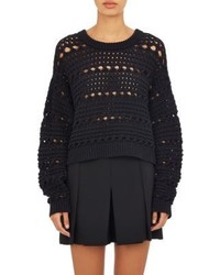 Proenza Schouler Open Cable Cropped Sweater Black