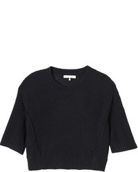 Rebecca Taylor Textured Cashmere Cropped Sweater