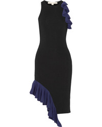 JONATHAN SIMKHAI Asymmetric Ruffled Stretch Knit Dress Black