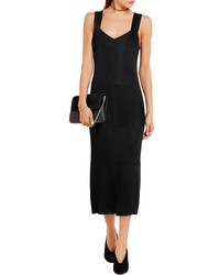 Calvin Klein Collection Crepe And Ribbed Knit Dress Black