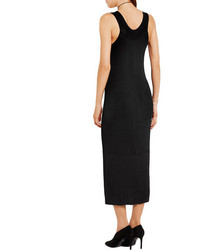 Calvin Klein Collection Crepe And Ribbed Knit Dress Black