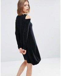 Asos Knitted Dress With Cold Shoulder In Cashmere Mix