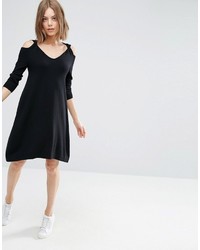 Asos Knitted Dress With Cold Shoulder In Cashmere Mix