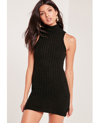 Missguided High Neck Knit Dress Black