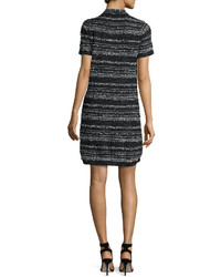 Kate Spade New York Textured Stripe Short Sleeve Knit Dress Black