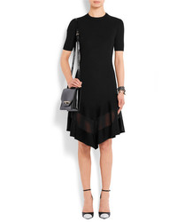 Givenchy Organza Paneled Dress In Black Ribbed Knit