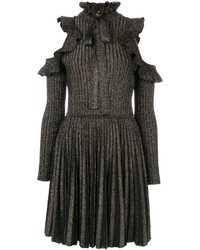 Elie Saab Ribbed Knit Cold Shoulder Dress
