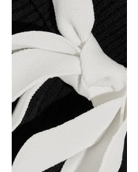 Valentino Ribbed Stretch Knit And Stretch Cady Mini Dress Black