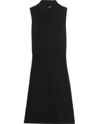 SOLACE London Rose Stretch Knit Turtleneck Mini Dress Black