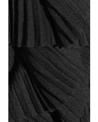 Givenchy Ruffled Ribbed Knit Dress Black