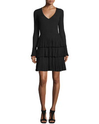 Diane von Furstenberg Sharlynn Tiered Piss Knit Dress Black